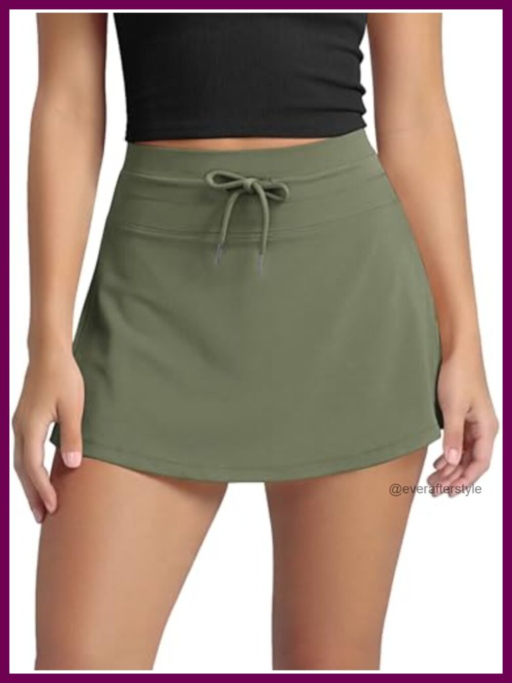 Women's Drawstring Skort with Built-in Shorts Athletic Tennis Golf Ball Pocket